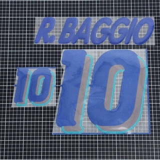 ชื่อ เบอร์ กำมะหยี่ R.BAGGIO # 10 ITALY AWAY Fifa World Cup 1994 Player Size Nameset