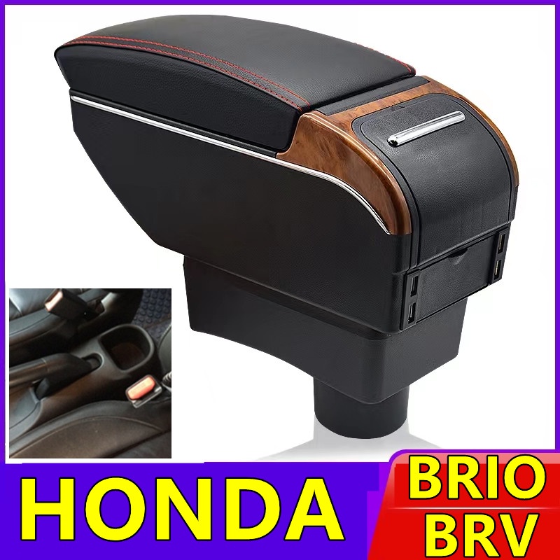 Honda BRV BRIO RS กล่องเก็บของที่พักแขนคอนโซลกลาง ปรับได้ พร้อม USB สําหรับรถยนต์