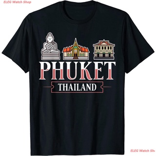 เสื้อยืดยอดนิยม Phuket Thailand City Skyline Map Travel T-Shirt Popular T-shirts