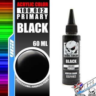 SKULL COLOR 100.002 BLACK ACRYLIC COLOR 60ML PRIMARY PAINT สีอะครีลิกสำหรับพลาสติก โมเดล VCA GUNDAM