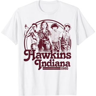 เสื้อยืด พิมพ์ลาย Netflix Stranger Things Hawkins Indiana Group Shot 1985 สําหรับผู้ใหญ่Size S-5XL