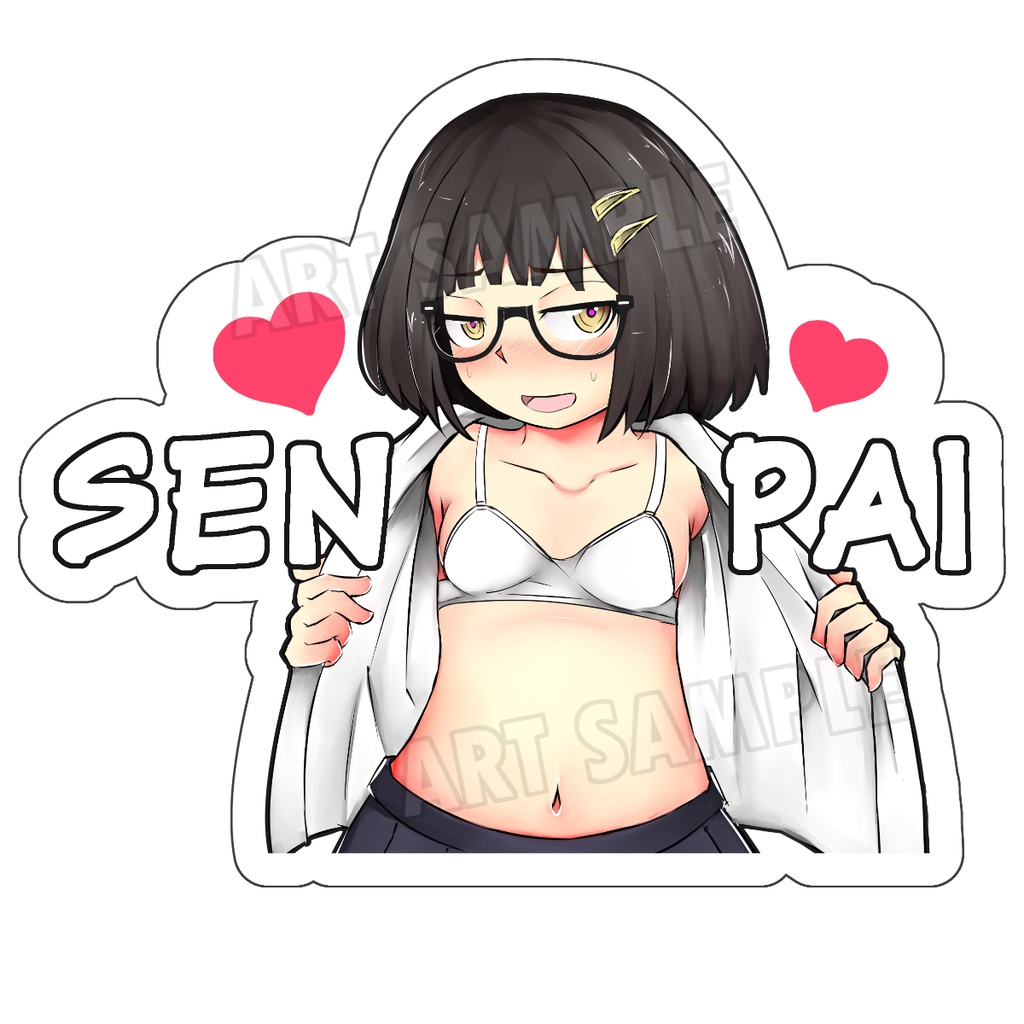 สติ๊กเกอร์ Ahegao อนิเมะ SENPAI 2 ชิ้น สติ๊กเกอร์ติดรถยนต์ สติ๊กเกอร์DIY การ์ตูนญี่ปุ่น Sticker Anim