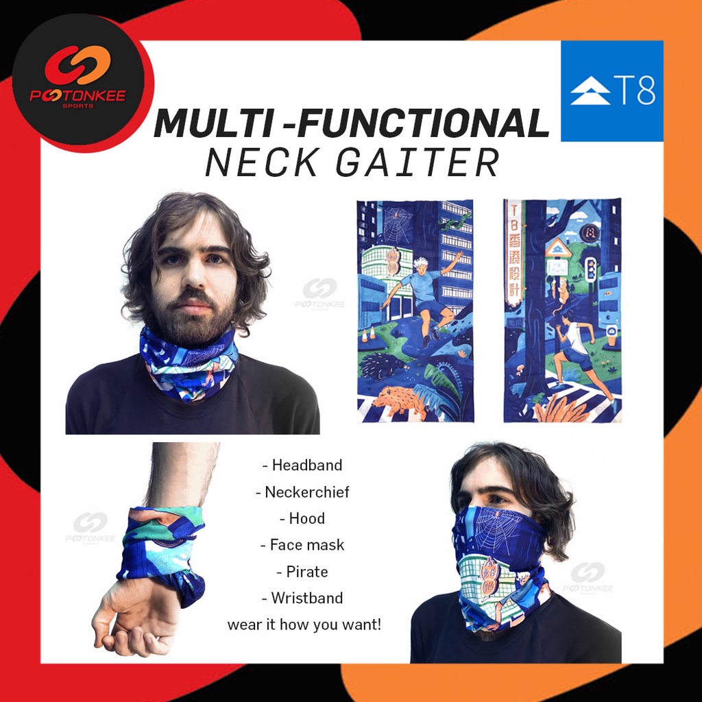 T8 Multi Functional Neck Gaiter ผ้าบัฟ ซับเหงื่อ กันฝุ่น / Wristband / Neckerchief / Face Mask — صورة 2