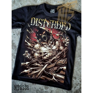 เสื้อยืดคอกลมNTS 338 Disturbed Asylum เสิ้อยืดดำ เสื้อยืดชาวร็อค เสื้อวง New Type System NTS Rock brand Sz. S M L XL XXL