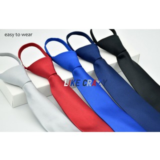 เนคไท แฟชั่นเกาหลีสำเร็จรูป พร้อมผูกในตัวสี  navy,red,black,blue,silver