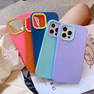 Luxury macaron เคสไอโฟน 12 13 11 pro max X/Xs max XR 7/8/se2020 7plus/8plus fashion simple full cover anti-fall protective cover case iPhone