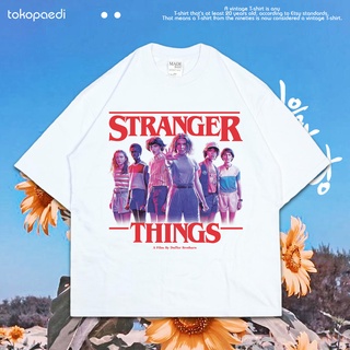 เสื้อยืดผ้าฝ้ายพิมพ์ลายขายดี เสื้อเชิ้ต โอเวอร์ไซซ์ ลายภาพยนตร์ stranger things สไตล์วินเทจ สําหรับผู้ชาย และผู้หญิง