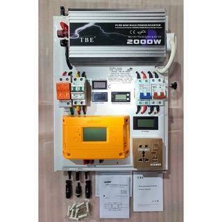 Inverter ชุดนอนนา 12V / 24V TBE 2000W Pure Sine Wave + Suoer MPPT 30A  จอมาเต็ม แดดฟรีประเทศไทยมีเยอะ