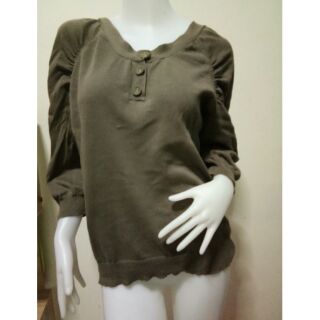 เสื้อไหมพรมทอแน่นแขนจีบสีน้ำตาลโกโก้ไซส์3L ผ้าดีมากค่ะ