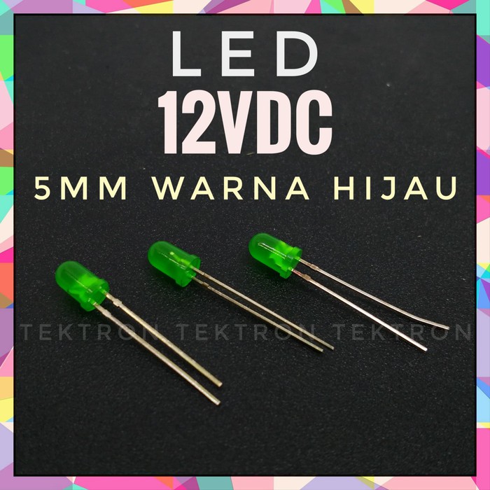 HIJAU LED 5 มม. 12VDC ไฟ LED สีเขียว, 12 V ไม่มีตัวต้านทาน