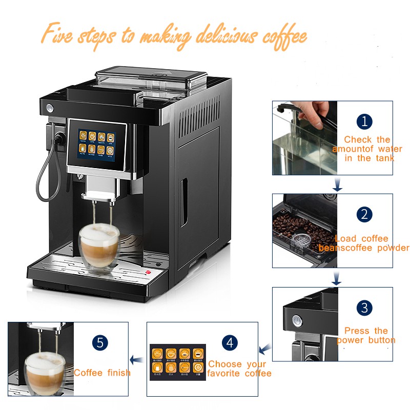 Calent CLT-Q007 หน้าจอสัมผัสสมาร์ทปุ่มเดียวเครื่องชงกาแฟแฟนซีบ้าน ...