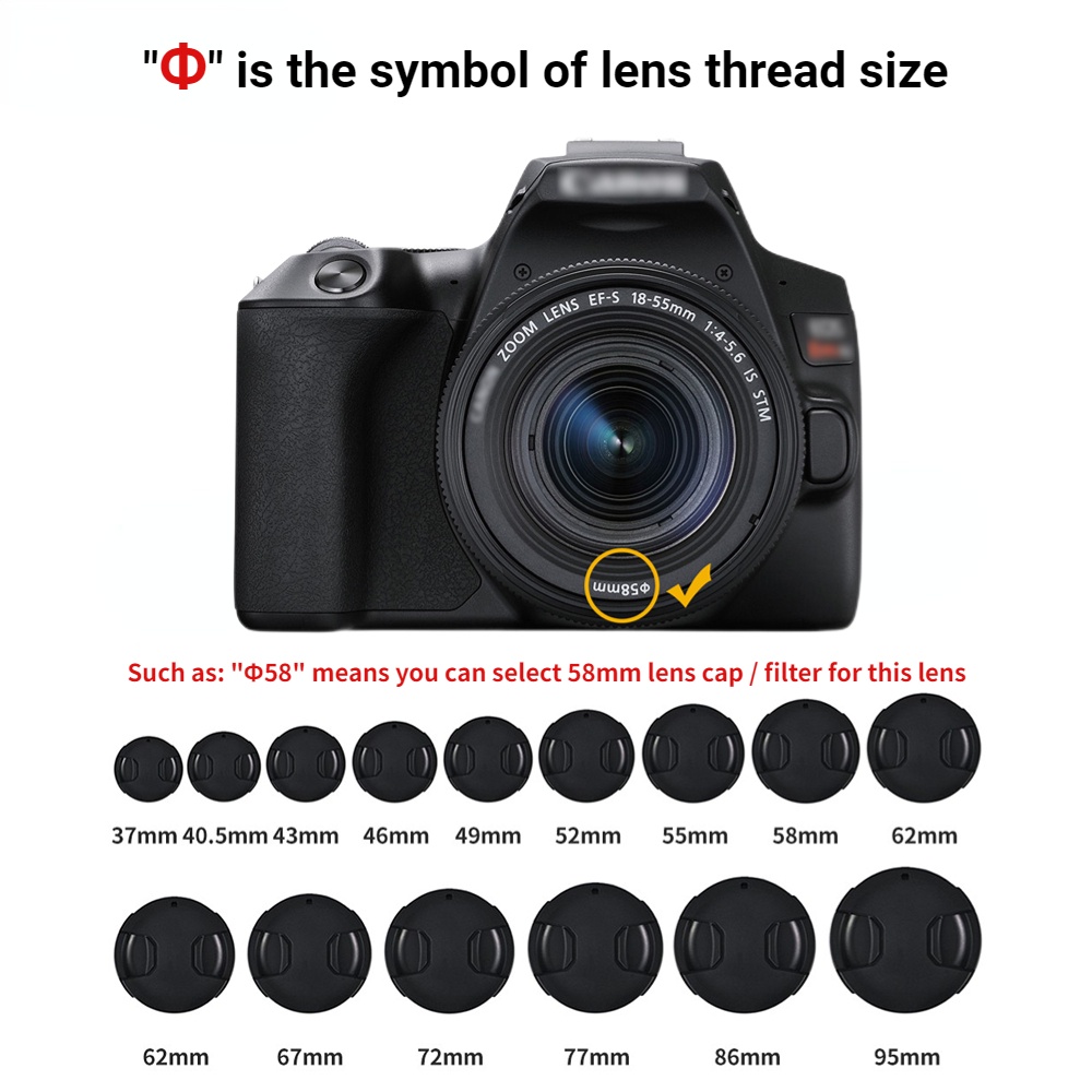 Kiwifotos ฝาครอบเลนส์กล้อง 37-95 มม. DSLR ฝาครอบป้องกันด้านหน้าสำหรับ Sony Canon Nikon Fujifilm Olympus Panasonic Tamron Sigma Leica 37mm 40.5mm 43mm 46mm 49mm 52mm 55mm 58mm 62mm 67mm 72mm 77mm 82mm 86mm 95mm