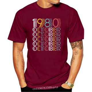 ใหม่ เสื้อยืดลําลอง แขนสั้น พิมพ์ลาย October 1980 สไตล์วินเทจ ของขวัญวันเกิด สําหรับผู้ชาย 40 ปี 40Th Jnfkdp81Kbpepb20Si