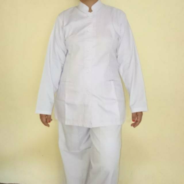 DESMIRA NURSE UNIFORM WHITE NURSE UNIFORM WITH LONG-SLEEVED KOOLLAR