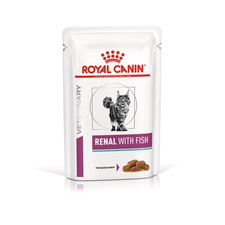 ❌หมดอายุ 24/01/2025❌Royal canin Cat Renal with fish pouch อาหารเปียก แบบชิ้นเนื้อในซอสเกรวี่ สำหรับแมวโตที่เป็นโรคไต