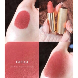 แท้💯 ลิป Gucci Rouge A Levres Mat Lip Colour 3.5g สี 208