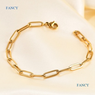 Fancy สร้อยข้อมือโซ่ สีทอง สําหรับผู้หญิง เด็กผู้หญิง, สร้อยข้อมือโซ่ คลิปกระดาษ เครื่องประดับ ของขวัญ