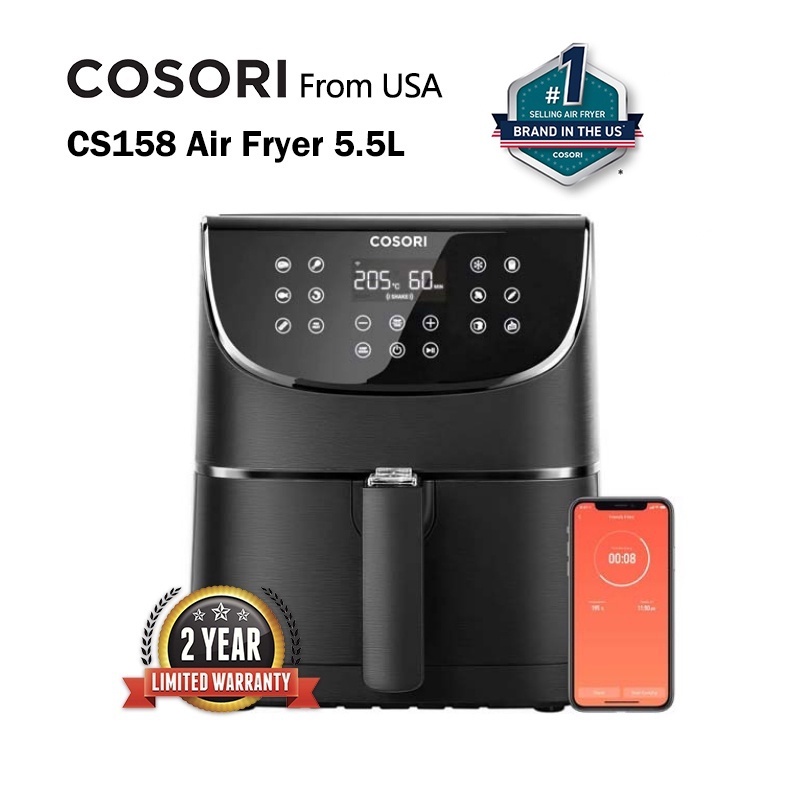 Cosori CS158 Air Fryer 5.5L การควบคุมด้วยเสียงภาษาไทย หม้อทอด ไฟฟ้า หม้อทอดไร้น้ำมัน 1700W