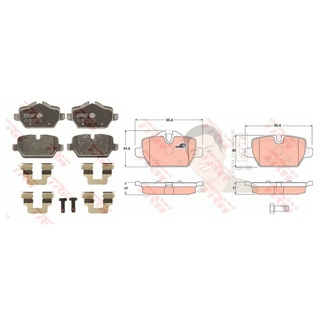 GDB1612 ผ้าเบรค-หลัง(TRW) (เนื้อผ้า COTEC) BMW Series 3 318i, 320i (E90) 1.6L, 2.0L 2WD 05-07 จานเบรก 296mm