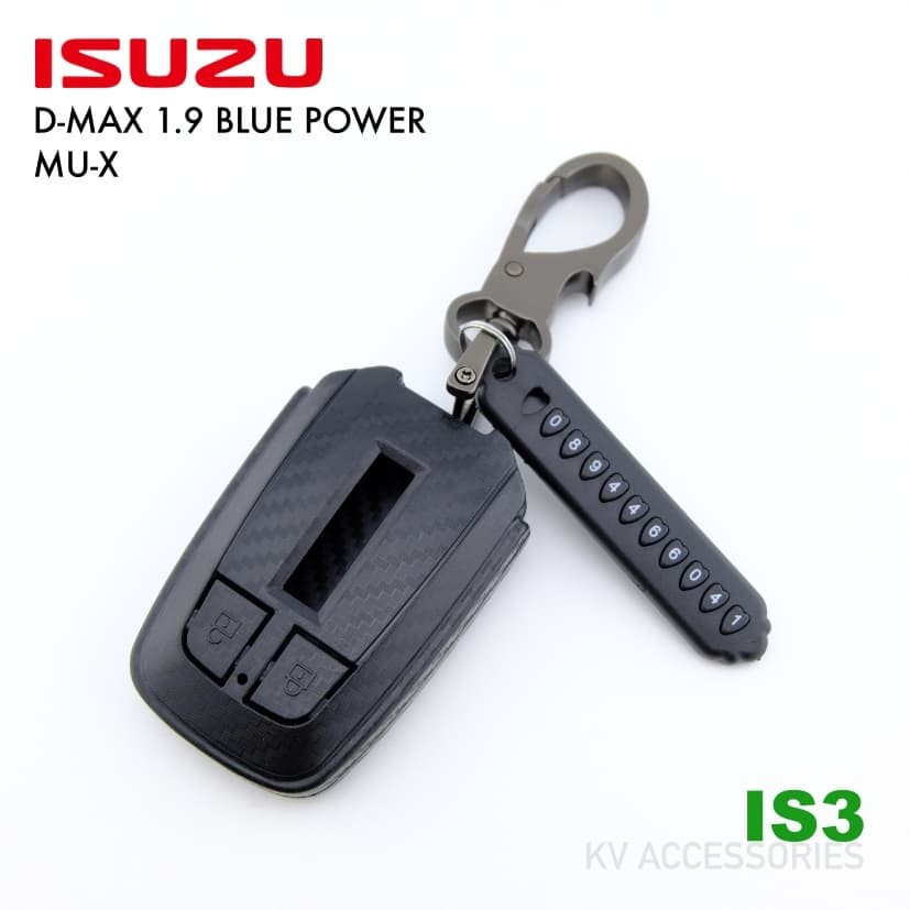 ปลอกหุ้มกุญแจรถยนต์​คาร์บอน เคฟล่า สีด้าปลอกหุ้มกุญแจรถยนต์ ISUZU รุ่นMU-X ,D-max 1.9