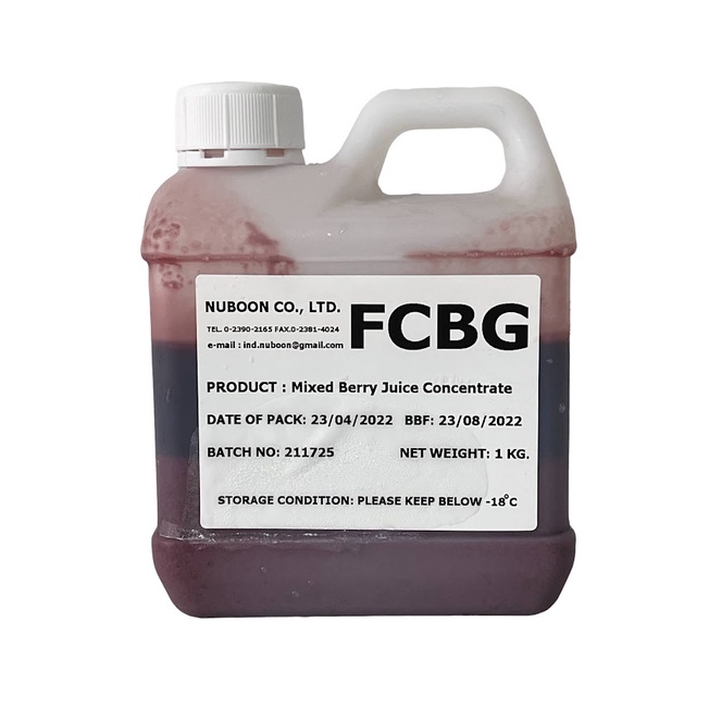 Nuboon น้ำมิกซ์​เบอรี่​เข้มข้น​แท้​ จาก​ธรรมชาติ​ ไม่เติม​สารปรุงแต่ง แพค​ 1 กก. (FCBG)