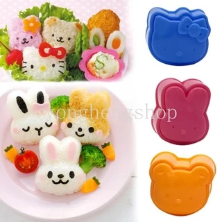 ชุดแม่พิมพ์ทําซูชิ ข้าวปั้น รูปการ์ตูนหมี กระต่ายน่ารัก DIY สําหรับเด็ก 3 ชิ้น ต่อชุด