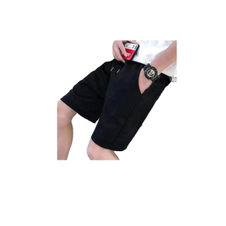 โปรโมชั่น : กางเกงขาสั้นผู้ชายแฟชั่น ดำ-Black เอวยางยืด ใส่สบาย