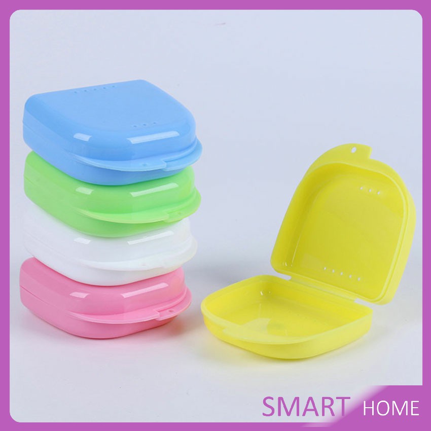 กล่องใส่รีเทนเนอร์พกพา กล่องใส่รีเทนเนอร์สีสดใส พลาสติกแบบหนา มีรูระบายอากาศ Silicone Braces Box