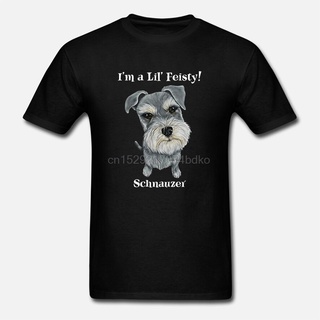 Schnauzer เสื้อยืดลําลอง ผ้าฝ้าย 100% แขนสั้น คอกลม พิมพ์ลายการ์ตูนสุนัขน่ารัก สําหรับผู้ชาย