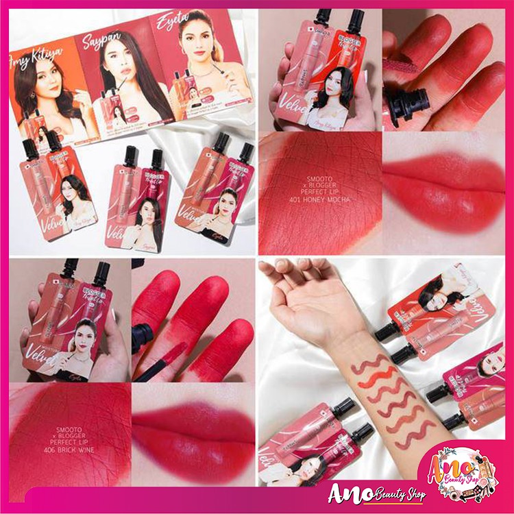 จัดเลยแม่ ทั้ง 3 ซอง 6 สี ! Smooto Blogger Perfect Lip สวยทุกสี