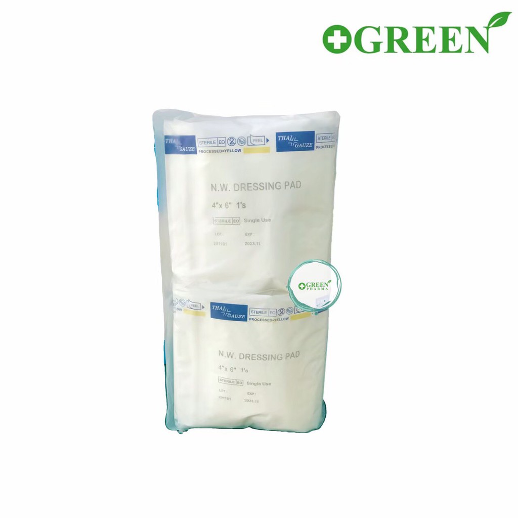 Thai Gauze Sterile Gamgee ผ้าก๊อซสเตอร์ไรด์ ชนิดดูดซับของเหลว ขนาด 4''x6'' บรรจุ 10 ซอง/ห่อ