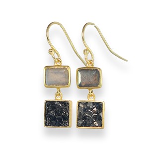 Karisma Black Diamond Geometric Sterling Silver Earrings