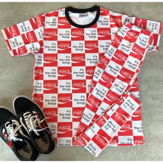 ชุดเซท เสื้อ &amp; กางเกงเลคกิ้ง ลายCoke Red