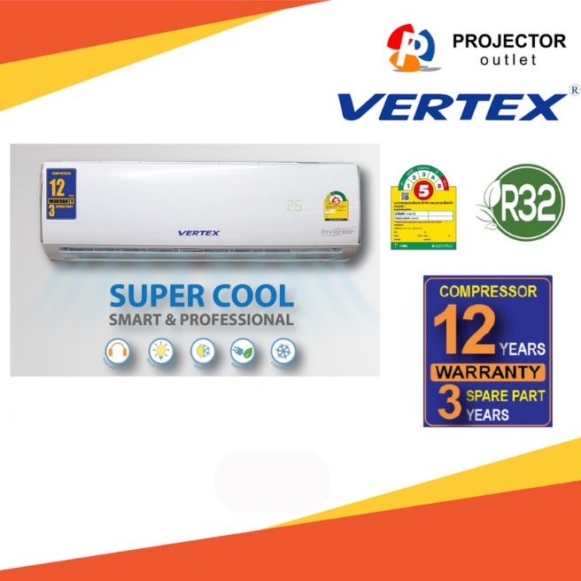 Vertex แอร์ติดผนัง Inverter Air ขนาด 9500/12700/18000 BTU