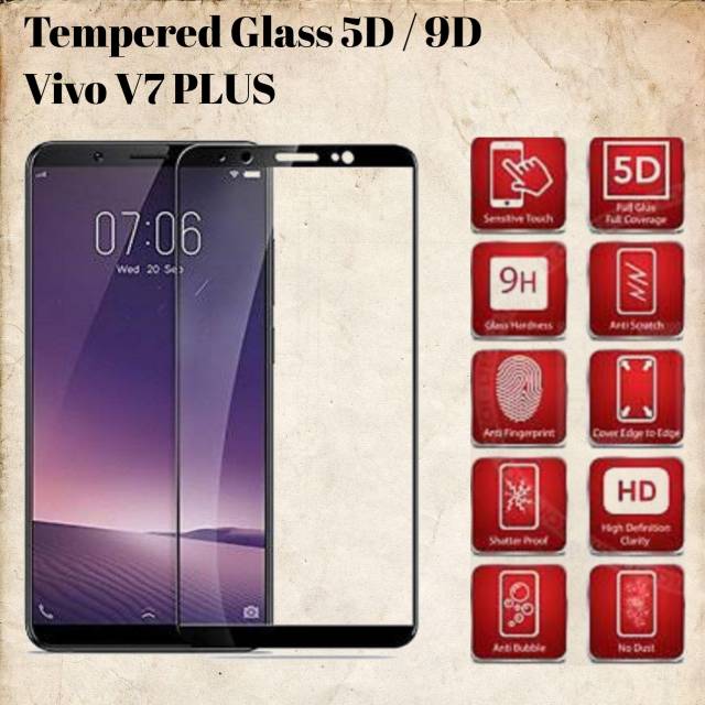 5D / 9D V7 PLUS / V7 + Vivo Tempered Glass YES / กระจกกันรอยกาวเต็ม
