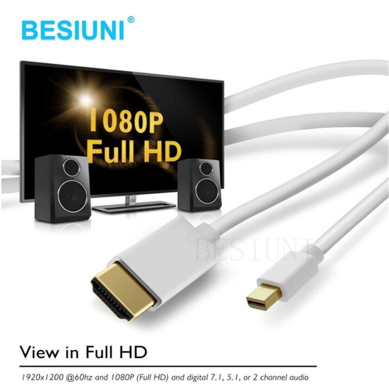 1.8m/6ft Thunderbolt Displayport Mini DP to HDMI Male Adapter cable สําหรับ Apple Macbook Mac Air
