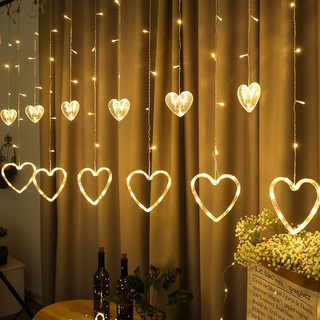 ไฟประดับม่าน ตกแต่งสวยงาม สีสันสดใส 138หัว ดาว/หัวใจ 3.6เมตร 1ชุด Curtain Decorative lights