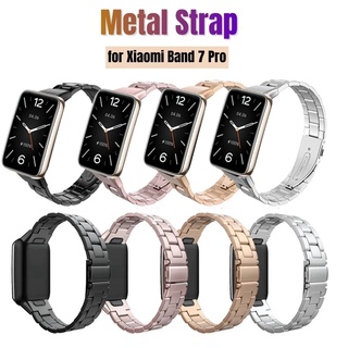 สายนาฬิกาข้อมือ สเตนเลส โลหะ หรูหรา แบบเปลี่ยน สําหรับ Xiaomi Mi Band 7 Pro Xiomi Miband 7pro