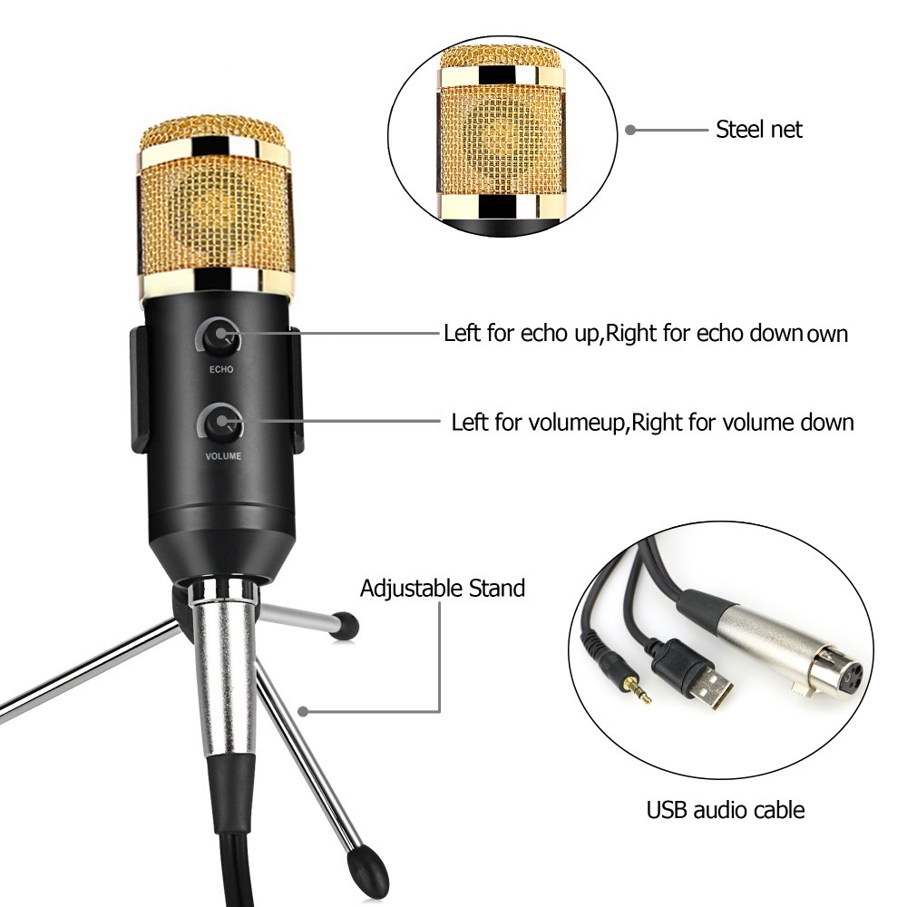 Ultra-low Noise Echo Reverb Microphone USB Condenser Microphone For ...