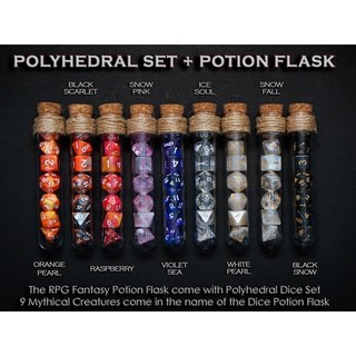 Potion Flask with Dice Set of 7 | ลูกเต๋า Dice For DnD D&amp;D MTG RPG TRPG เกมกระดาน บอร์ดเกม Game ไพ่ทาโรต์ Magic เมจิก