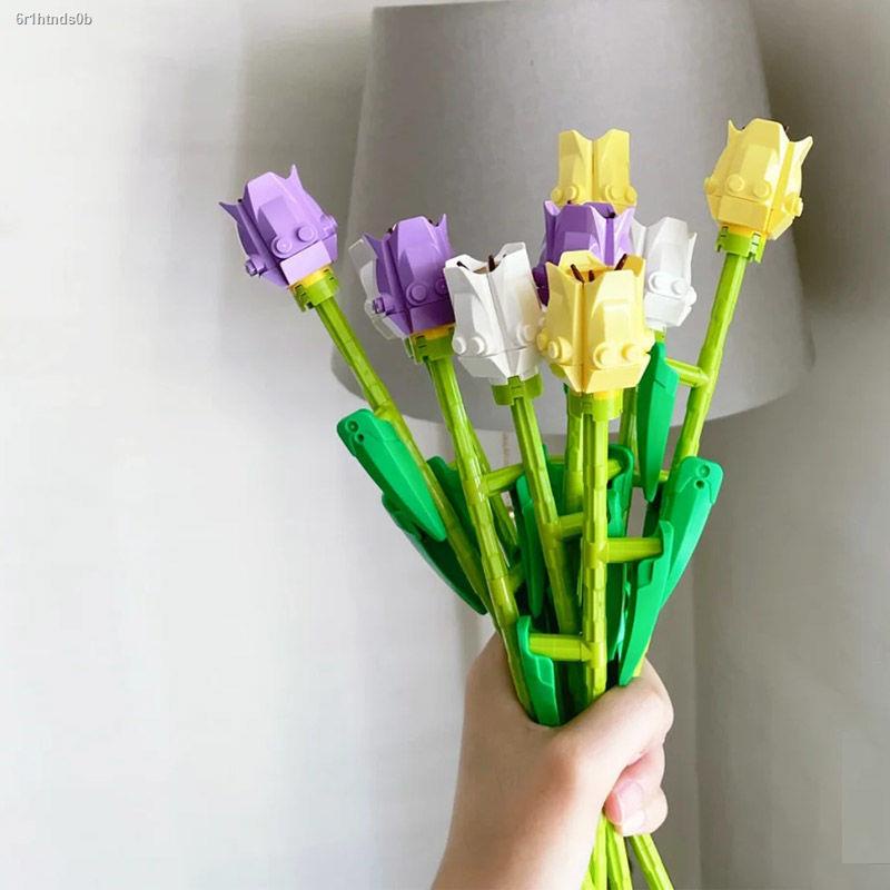 lego flower ดอกไม้ปลอมไหว้พระ ของขวัญรับปริญญาของที่ระลึก ดอกไม้ปลอม เลโก้ดอกไม้ ของขวัญปีใหม่ Tulip building blocks ดอก