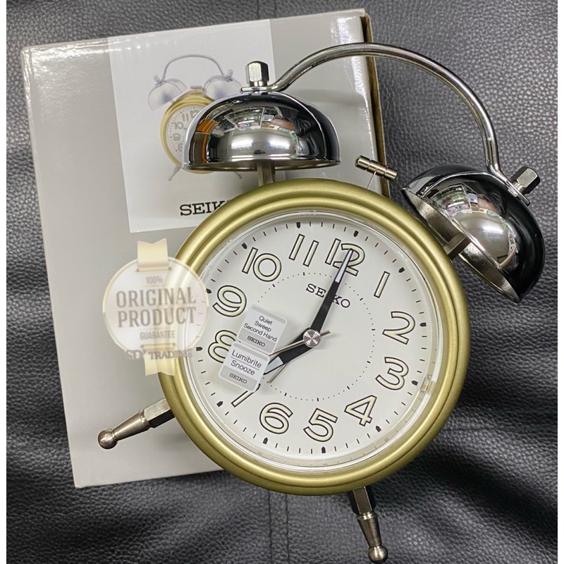 SEIKO นาฬิกาปลุกกระดิ่งคู่ Bell Alarm Clock รุ่น QHK051G สีทอง