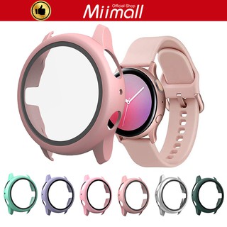 Miimall เคสที่มีฟิล์มป้องกัน Samsung Galaxy Watch Active 2 40 / 44mm ฟิล์มป้องกันจอ เคสกันกระแทก สำหรับ Samsung Galaxy Watch Active 2 สีดำ