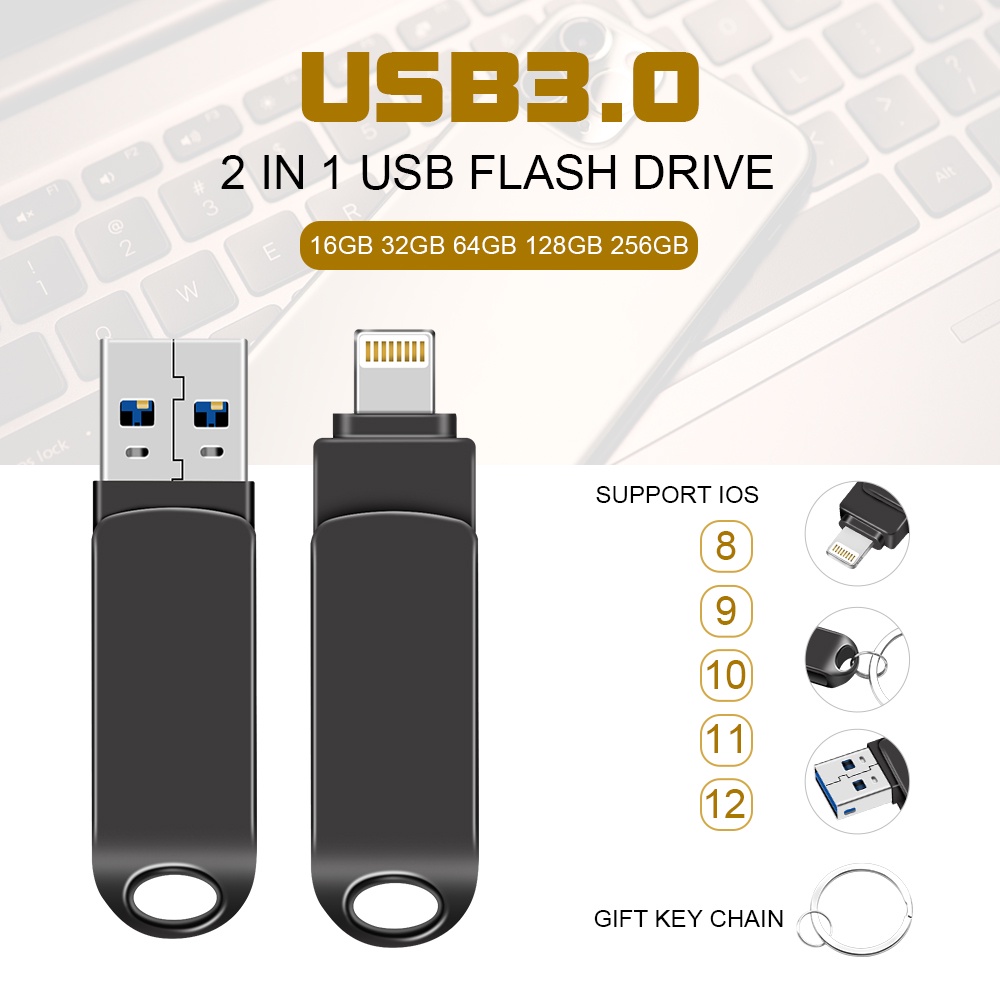 แฟลชไดรฟ์ 512GB Usb 2in1 Otg Pen Drive สําหรับ iPhone อุปกรณ์จัดเก็บข้อมูลภายนอก #1