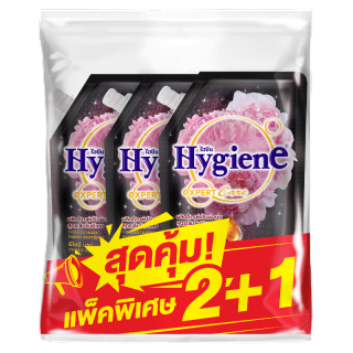 HYGIENE ไฮยีน เอ็กซ์เพิร์ท แคร์ ไลฟ์เซ้นท์ น้ำยาปรับผ้านุ่มสูตรเข้มข้นพิเศษ กลิ่นพีโอนี บลูม(สีดำ) 490มล. แพ็ค 2+1
