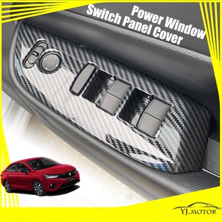 ฝาครอบแผงสวิตช์กระจกไฟฟ้า ABS คาร์บอนไฟเบอร์ สําหรับ Honda City Sedan GN 2 3 Power Window Switch Cover