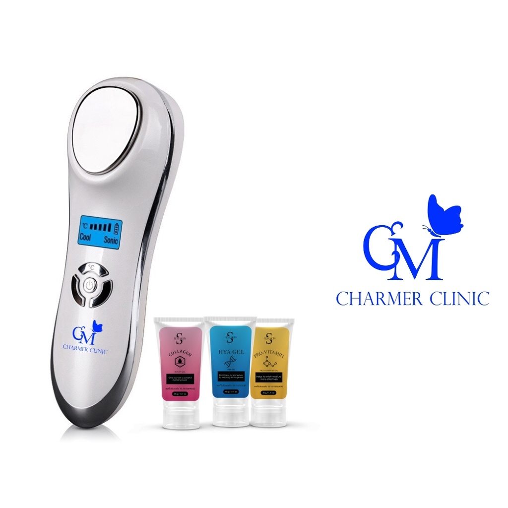 เครื่องนวดหน้าไครโอเย็น by charmer clinic ระบบsonic ผลักวิตามินสู่ผิวหน้า