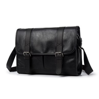 กระเป๋า สะพายข้าง ผู้ชาย หนัง PU รุ่น LATTERN: MESSENGER-VINTAGE- BLACK