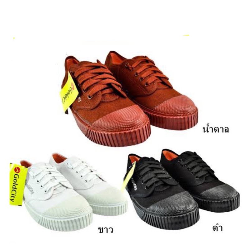 (ลูกค้าใหม่ราคา1บาท)🩴รองเท้านักเรียน G205โกลซิตี้ 🩴 G205 พื้นยางเบอร์ 31-46 ผ้าใบนักเรียน Goldcity แท้100%