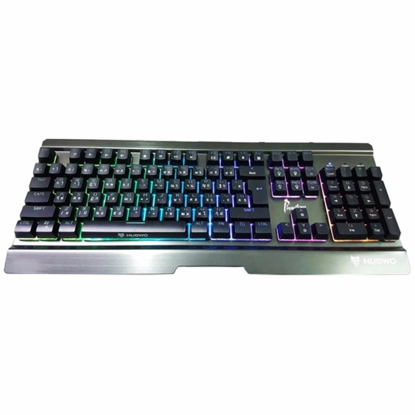 Nubwo NK-55 Phantom Plus Metal Gaming Keyboard Semi Mechanical - Silver - [Blue Switch]#678